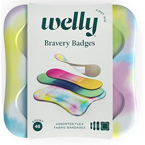 Welly Bandages - Bravery Badges, Flexible Fabric, Adhesive, Assorted Shapes, Monsters and Colorwash - 48 ct, 2 Pack