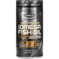 Omega 3 Fish Oil Capsules | MuscleTech 100% Omega Fish Oil | Burpless Fish Oil Supplement | Omega 3 Fatty Acid Supplement | Fish Oil 1000mg Pills, 100 Count