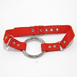 Hell's Couture, Open Mouth Gag with Metal O Ring Large, Leather O Ring Gag to Keep Your Subs Mouth Open, Available in Different Colours