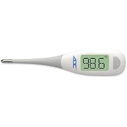 ADC Fast Read Digital Thermometer, Flexible Tip and Large Quick Read LCD Display with Color-coded Backlighting , White - 418N