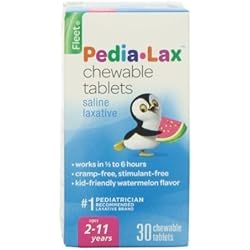 Pedia-Lax Children's Chewable Magnesium Hydroxide Laxative Tablets, Watermelon Flavor, 30-Count Boxes 2 Pack by Pedia-Lax