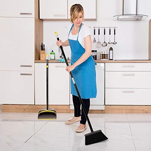 Broom and DustpanBroom with Dustpan Combo Set,Standing Dustpan Dust Pan with Long Handle 40"52" for Home Kitchen Room Office Lobby Indoor Floor Cleaning Broom and Dustpan Set for Home