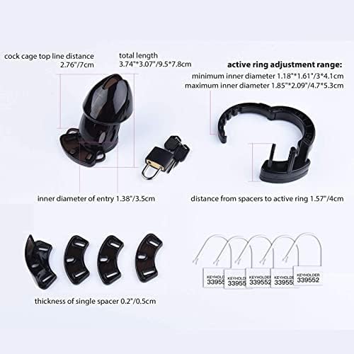 UTIMI Male Chastity Cage Plastic Cock Cage Chastity Device with Locks5pcs for Male | Average Size