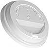 100 Count] Disposable Plastic Dome Lids for 10, 12, 16, 20 oz. Paper Hot Coffee Cup - White