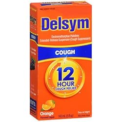 Delsym 12 Hour Cough Suppressant, Orange - 5 oz, Pack of 4