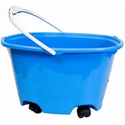 Quickie EZ-Glide Multi-Purpose Bucket on Wheels, 5-Gallon, Blue, for BathroomHomeKitchen Cleaning or Car Washing