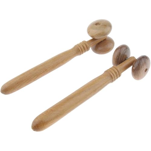 LoveinDIY 2 Pieces Wooden Rollers, Thin Hand Leg Head Waist Massage Wheel Sticks, Natural Color