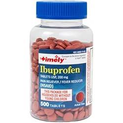 Timely by Time Cap Labs - Ibuprofen 200mg - 500 Tablets - Pain Relief Tablets and Fever Reducer for Adults - for Headache Relief, Menstrual Pain, Tooth and Joint Aches