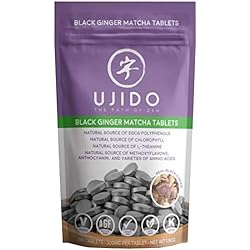 Ujido Black Ginger Matcha Tablets - Real Black Ginger - Real Matcha - Gluten-Free and Keto Friendly - 180 Tablets
