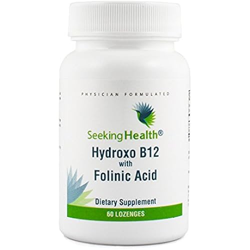 Seeking Health | Hydroxo Vitamin B12 with Folinic Acid | 60 Vegan Lozenges | 1000 mcg Vitamin B12 and 800 mcg DFE Folate
