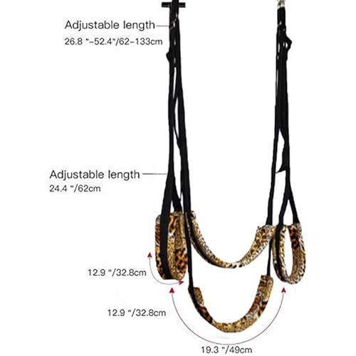 BDSM Leopard Print Over-The-Door Sex Swing,Door Swing with Padded seat,Leg Supports,Adjustable Straps, Holds up to 330 pounds,Bondage Restraint Toy for Adult Couples, Easy to Install