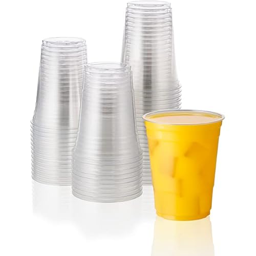 200 Count - 16 oz] Harvest Pack Clear Plastic Cups, PET Crystal TO-GO Disposable 16oz Plastic Cups