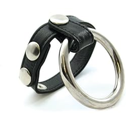 Heart 2 Heart Cock Ring Double Leather Metal, Black