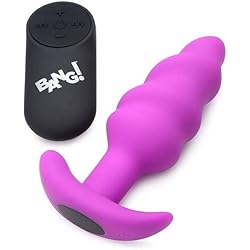 Remote Control 21X Vibrating Silicone Swirl Butt Plug - Purple