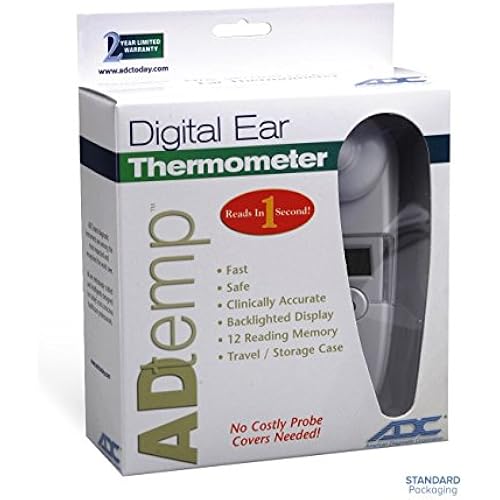ADC Infrared Tympanic Ear Thermometer with Storage Case, Adtemp 421