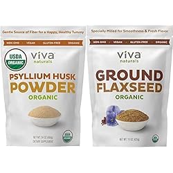 Organic Superfood Bundle - Unflavored Psyllium Husk Powder 24 oz and Ground Flaxseed 15 oz, Non-GMO and Certified USDA Organic