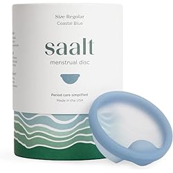 Saalt Menstrual Disc - Soft, Flexible, Reusable Medical-Grade Silicone - Wear 12 Hours - Removal Notch - Two Sizes - Menstrual Cup or Tampon Alternative - Made in USA - Lasts 10 Years Blue, Regular