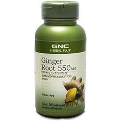 GNC Herbal Plus Ginger Root 550mg, 100 Capsules, Supports Digestive Health