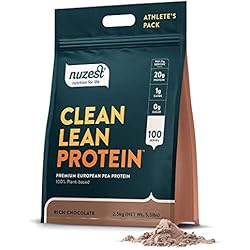 Nuzest Clean Lean Protein - Premium Vegan Protein Powder, Plant Protein Powder, European Golden Pea Protein, Dairy Free, Gluten Free, GMO Free, Naturally Sweetened, Rich Chocolate, 100 Servings, 5.5lb