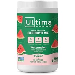 Ultima Replenisher Electrolyte Hydration Drink Mix, Watermelon, 90 Servings - Sugar Free, 0 Calories, 0 Carbs - Gluten-Free, Keto, Non-GMO, Vegan, with Magnesium, Potassium, Calcium