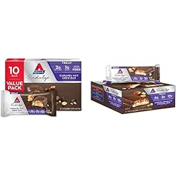 Atkins Endulge Treat, Caramel Nutty Variety Pack, Includes Caramel Nut Chew Bar 10 Count and Chocolate Nutty Caramel Bar 12 Count