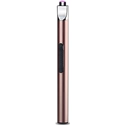 Leejie Candle Lighter Electric Arc Lighter Rechargeable USB Lighter Flameless Grill Lighter Long for Candle BBQ Camping Cooking Rose Gold