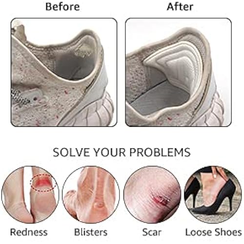Dr. Shoesert's Heel Grips for Loose Shoes, Heel Cushion Liner for Blisters, Self-Adhesive Heel Protector Pads 2 Pairs Thicker