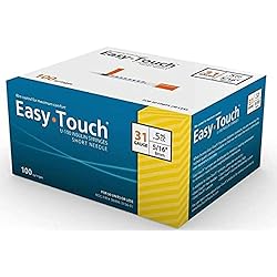 Easy Touch Insulin Pen Needles 31G, 316-Inch 5mm, Box of 100