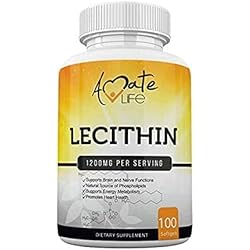 Soy Lecithin 1200mg Capsules Supplement for Heart, Liver & Brain Health – Supports Immune System, Brain Function & Metabolism - Non-GMO & Made in The USA- 100 Softgels 1200mg by Amate Life