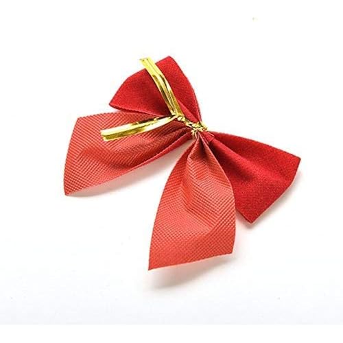 Rocky Mountain Goods Small Red Bows - 5” x 4” Red Velvet Bows for Christmas Tree, Crafts, Ornaments, Garland - Easy Attach Zip Ties for Multiple uses - Indoor Outdoor Heavy Velvet Mini Bows 24