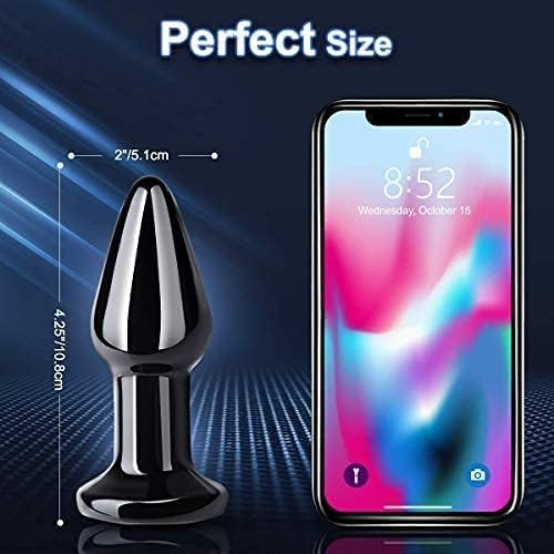 UTIMI Vibrating Butt Plug Rechargeable Vibrating Anal Plug Prostate Massager with 10 Modes Glass Butt Plug Fetish Bondage Anal Stimulation Adult Sex Toys for Men, Women and Couples