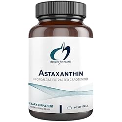 Designs for Health Astaxanthin - Microalgae Haematococcus Pluvialis Extracted Carotenoid Antioxidant Supplement - Support for Cardiovascular, GI, Skin Eye Health 60 Softgels