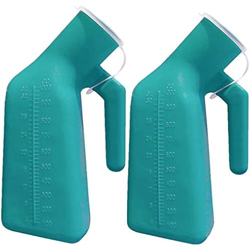 YUMSUM Thick Firm Male Urinal Urine Bottle with Replacement Lids 32oz.1000mL Green,2 Pack