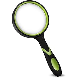 Wapodeai Magnifying Glasses, Magnifying Glass 4X Handheld Reading Magnifier for Seniors & Kids, 75mm Large Magnifying Lens with Non-Slip Rubber Handle for Reading and Hobbies