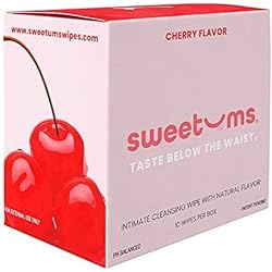 Sweetums Feminine Wipes for Women, Individually Wrapped - pH Balanced Flavored Intimate Wipes - Pack of 10 Cherry