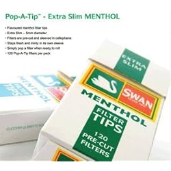 Swan Menthol Extra Slim Filter Tips Full Box 20 Packs Of 120 = 2400 Tips