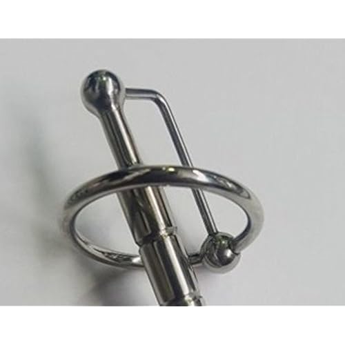 Hell's Couture, Desire Ribbed Penis Plug with Glans Ring, Gently Ribbed Shaft with Tapered Entry Point, Steel Urethral Toy with Glans Stimulation, Male Sex Toy