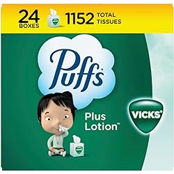 Puffs Plus Lotion with Vicks Facial Tissues, 24 Cubes, 48 Tissues per Box 1152 Tissues Total