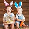 DERAYEE 36Pcs Easter Burlap Candy Bags, Jute Linen Goody Treat Gift Bags Bunny Eggs Chick for Easter Party Favors with Drawstrings