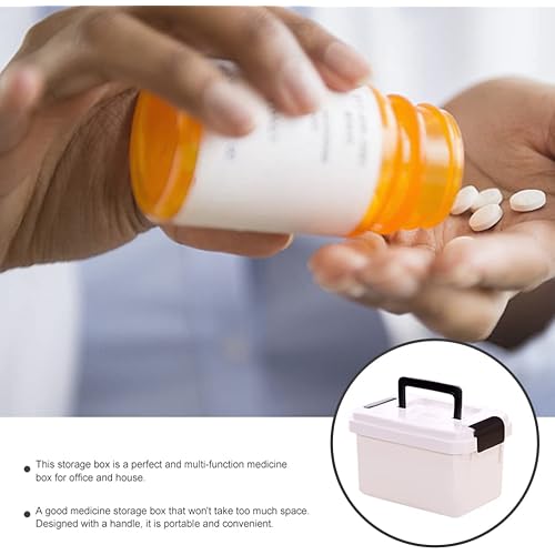 Hemoton First Aid Medicine Box Small Multi Layer Prescription Pill Case with Handle Portable Medicine Cabinet for Home Travel Outdoor