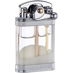 Creative high-Level Illusion Quicksand Lighter, Retro Windproof Transparent Oil Tank Lighter， The Color is Also Eye-catching Under Normal Sunlight Rocker Ignition Strong Firepower Color : 2023 Silve