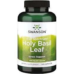 Swanson Holy Basil Leaf Tulsi - Stress Support and Emotional Well-Being Supplement - May Support Blood Glucose Levels Within The Normal Range - 120 Capsules, 800mg Each