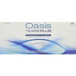 Oasis TEARS Plus Lubricant Eye Drops Relief for Dry Eyes, 30 Count Box Sterile Disposable Containers Pack of 2