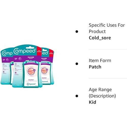 Compeed Cold Sore Discreet Healing Patch, 45 Patches 3 Packs of 15, Cold Sore Treatment, More Convenient than Cold Sore Creams, Dimensions: 1.5 x 1.5 cm