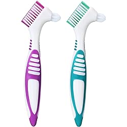 Mckkor Premium Hygiene Denture Cleaning Brush Set, Multi-Layered Bristles & Ergonomic Rubber Handle, for Denture CarePack of 2