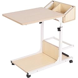 CHICTI Adjustable Height Hospital Bed Table, Medical Overbed Bedside Table with Wheels Home Use, NotebookFood Tray Desk Sofa Side Table