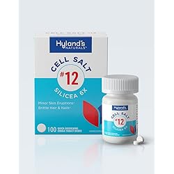 Hyland's Naturals Acne and Blackhead Treatment, Hair & Nail Growth Supplement and Strengthener, Homeopathic Remedy, 12 Cell Salt Silicea 6X Tablets, Multi, 100 Count