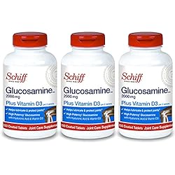 Schiff Glucosamine 2000mg with Vitamin D3 and Hyaluronic Acid, 150 Tablets - Joint Supplement Pack of 3
