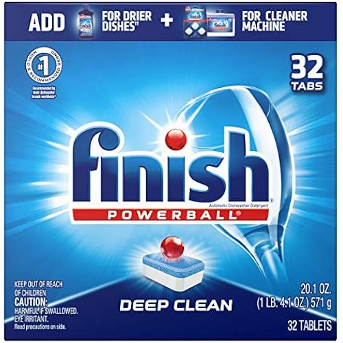Finish All in 1 Powerball Fresh,deep clean,32ct, Dishwasher Detergent Tablets