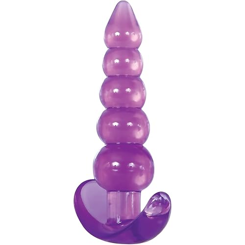 Adam & Eve Bumpy Delight Anal Plug, Purple | Flexible, Waterproof TPE Rubber Butt Plug with Smooth Incremental Anal Beads | 4.32” Long | Compatible with Water Based Lubes